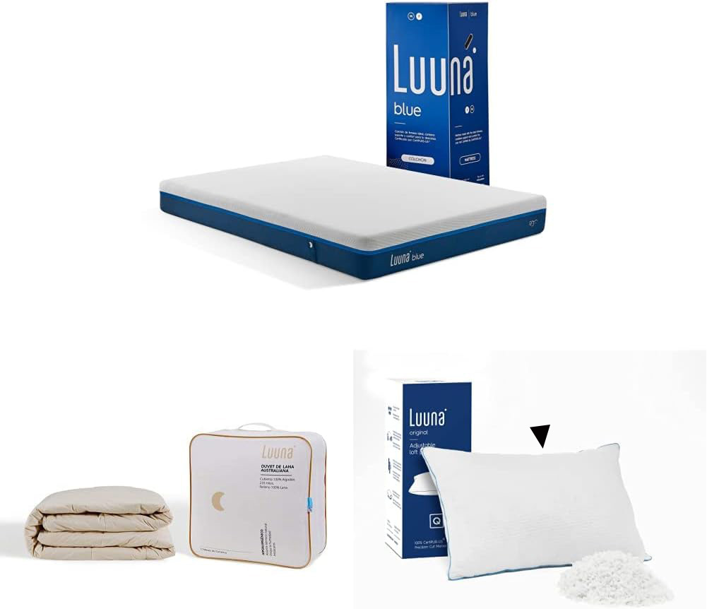 Luuna Colchón Blue Individual, Espumas certificadas, Hecho en México, 3 Capas de Espuma, Memory Foam, Durabilidad, Colchón en Caja-almohada