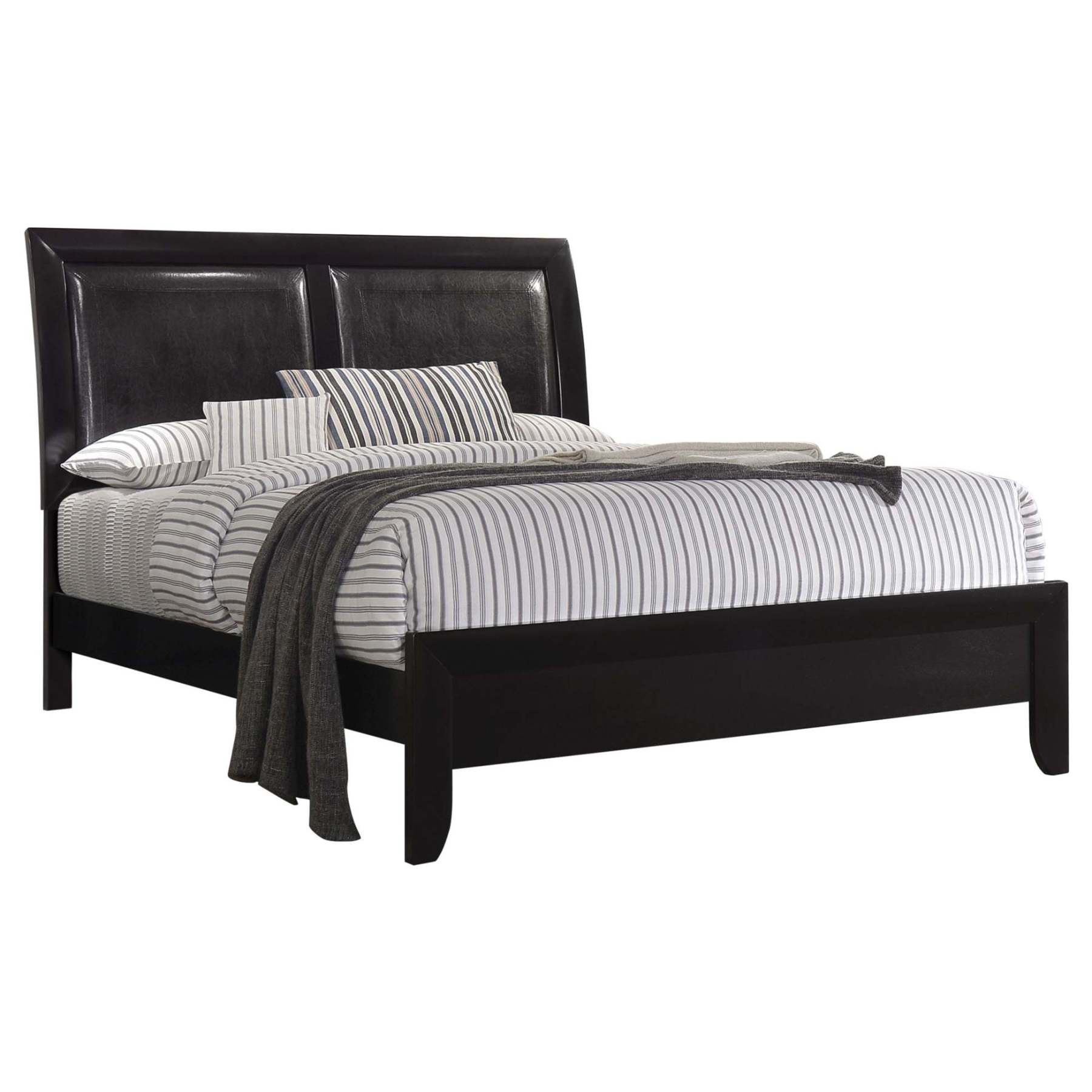 CAROLINE Eastern King Upholstered Panel Bed Black