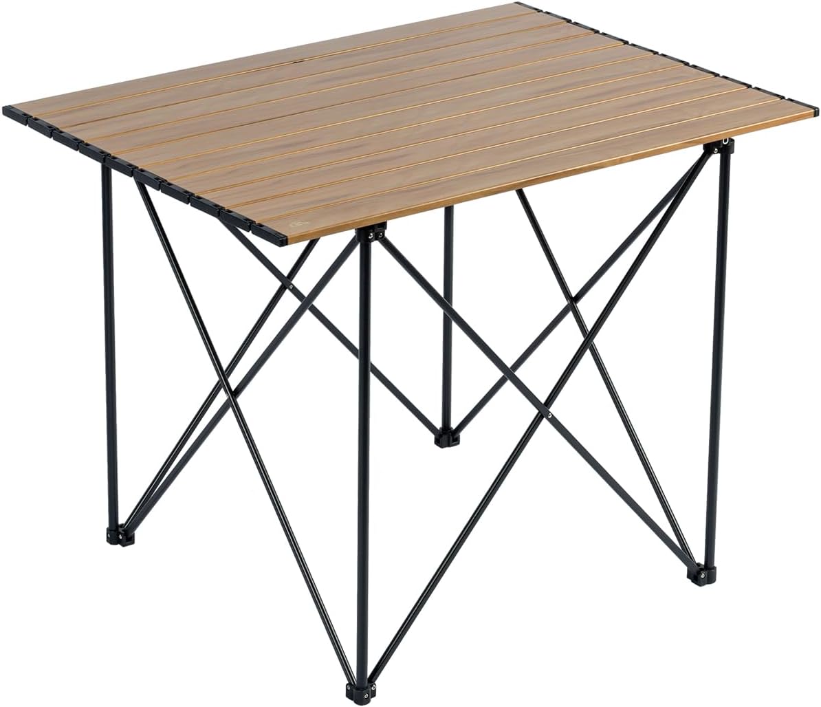 iClimb mesa de camping ultraligera, compacta, plegable con bolsa de transporte (Verde reforzado - L)