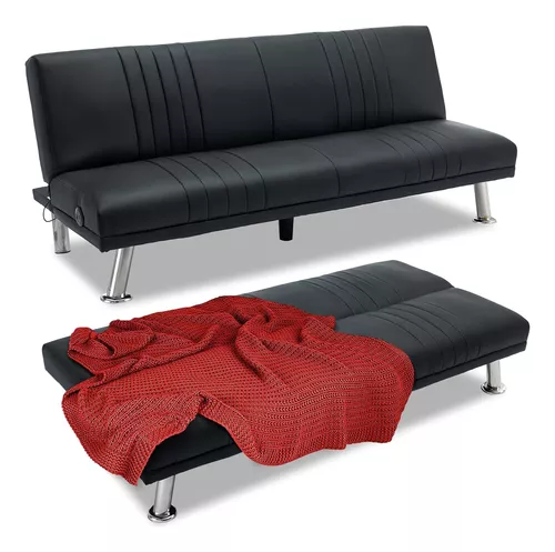 Sofá Cama Convertible Moderno, Futón Plegable De Piel Sintét
