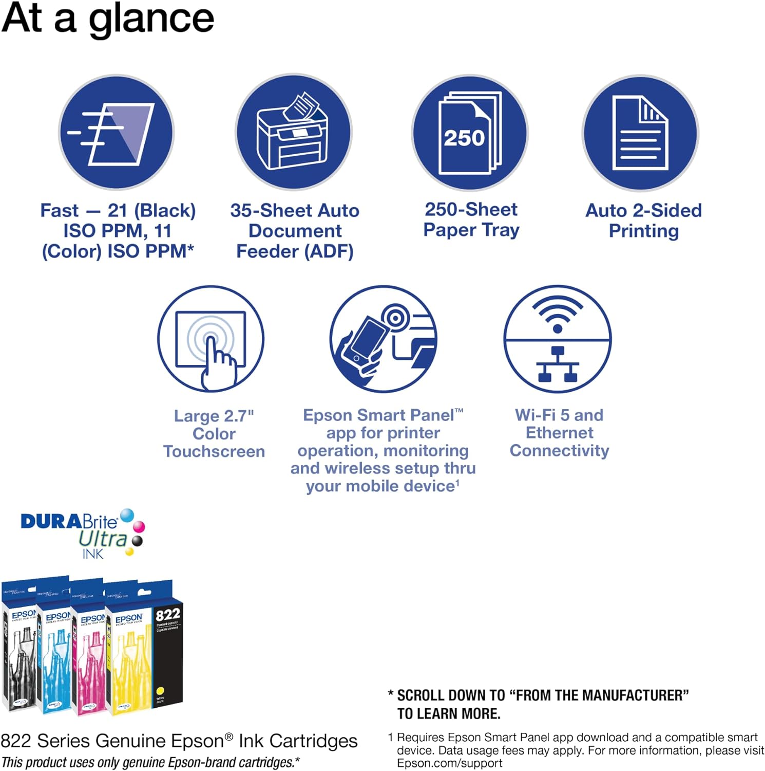Impresora de inyección de tinta en color inalámbrica todo en uno Epson® Workforce® Pro WF-3820