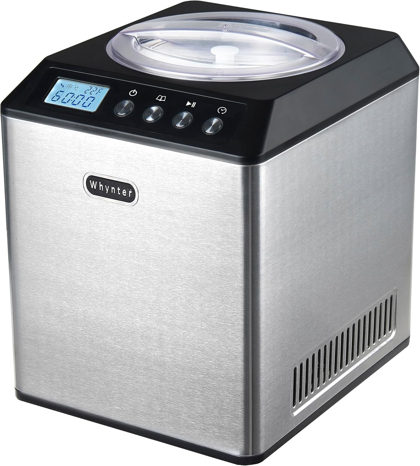 Whynter ICM-201SB - Máquina de helado con compresor automático vertical de 2.1 cuartos de galón con tazón de acero inoxidable en color negro