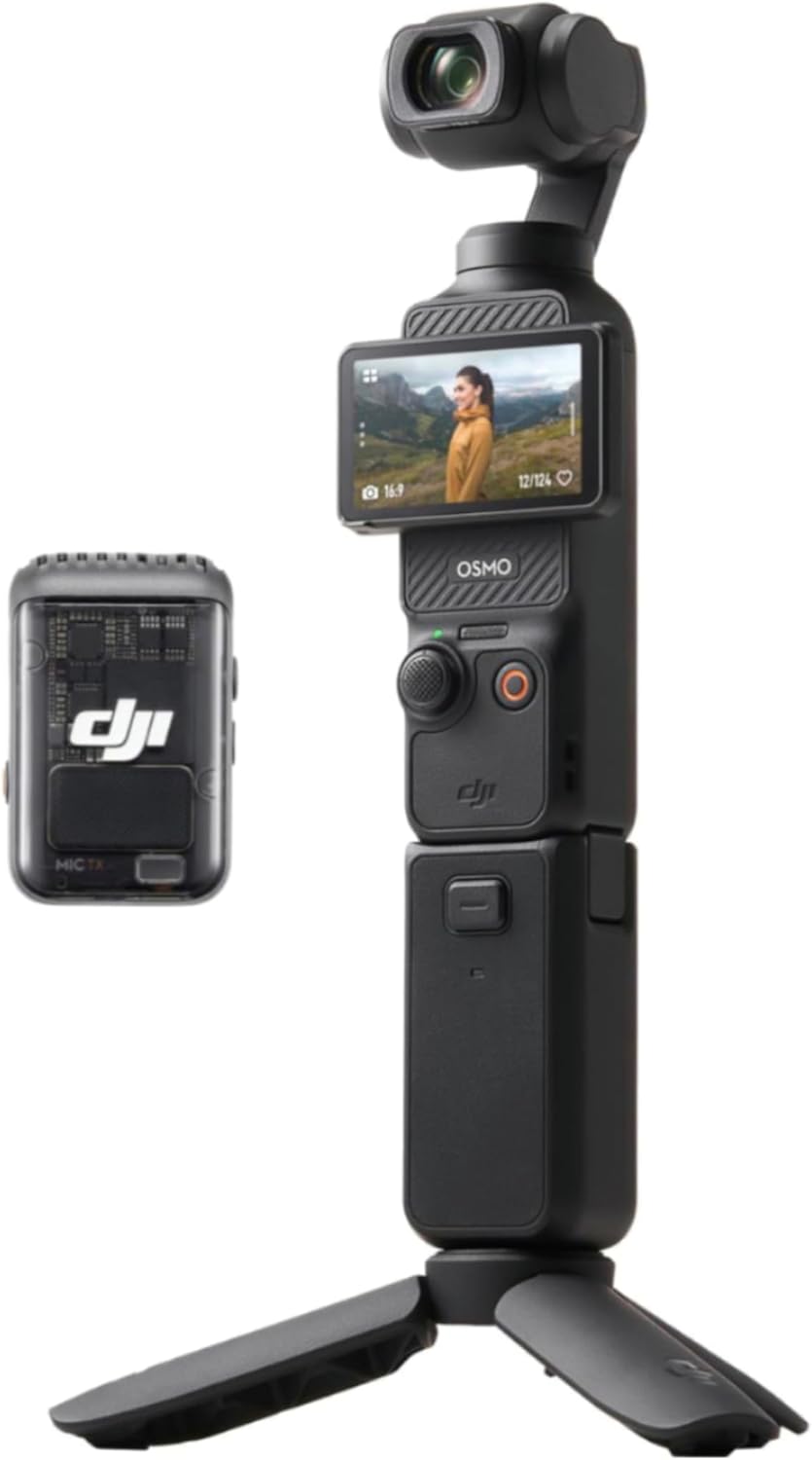 dji Osmo Pocket 3, cámara Vlogs con CMOS 1'' y vídeo 4K/120 fps, estabilización en 3 Ejes, Enfoque rápido, Seguimiento de Caras/Objetivos, Pantalla táctil giratoria de 2", cámara de vídeo pequeña