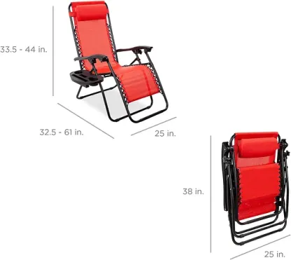 Best Choice Products - Juego de 2 sillones reclinables para patio, piscina con soporte para vasos (color), Azul marino