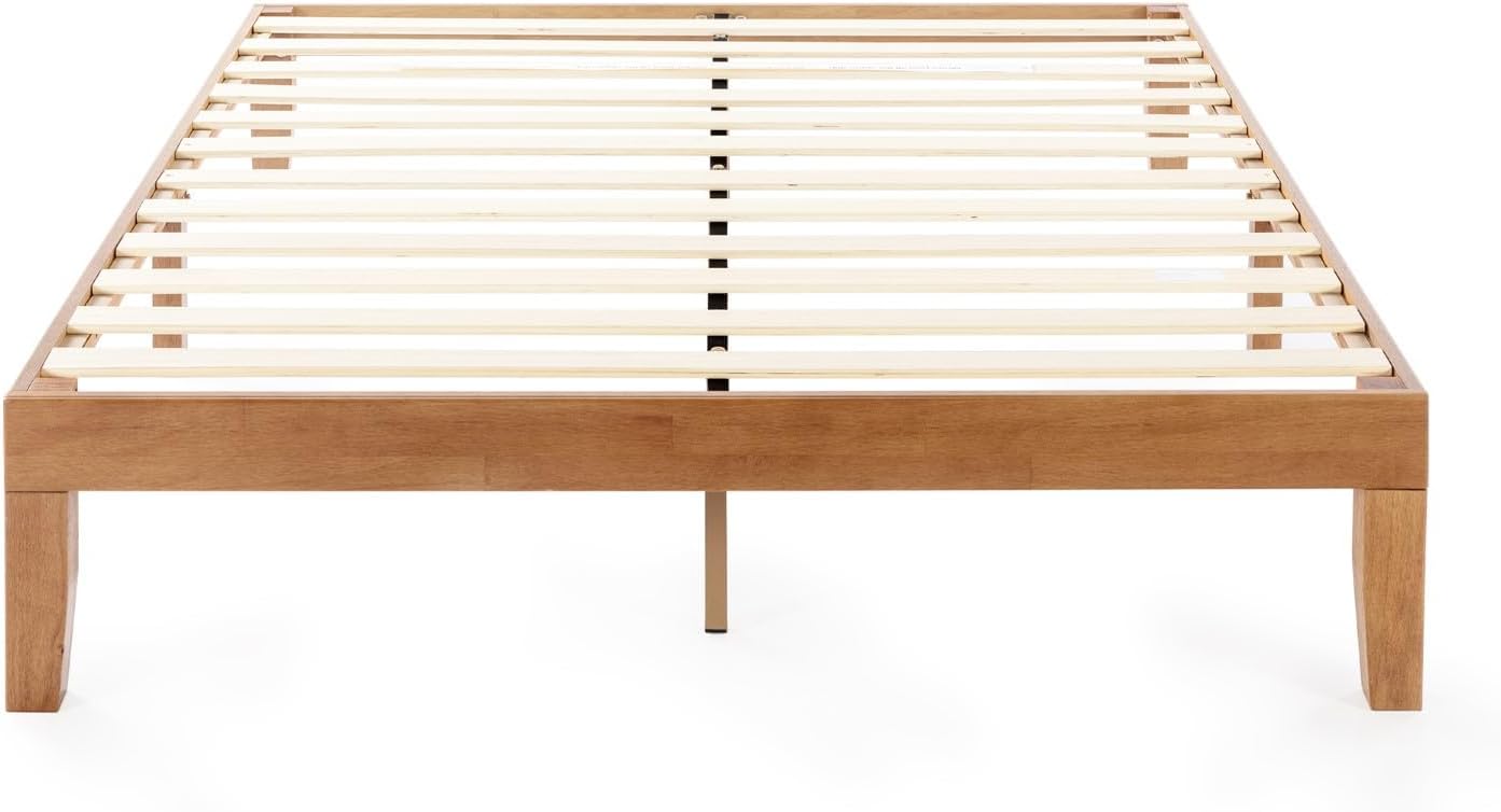 Mellow Naturalista Classic - Cama de Plataforma de Madera Maciza de 12 Pulgadas con Listones de Madera, no Necesita somier, fácil Montaje, Queen, Pino