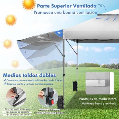 Costway 3x3m Pabellón Emergente Instantáneo Plegable para Exterior con Dos Mitades de Toldo Carpa Portátil Ajustable en Altura para Camping