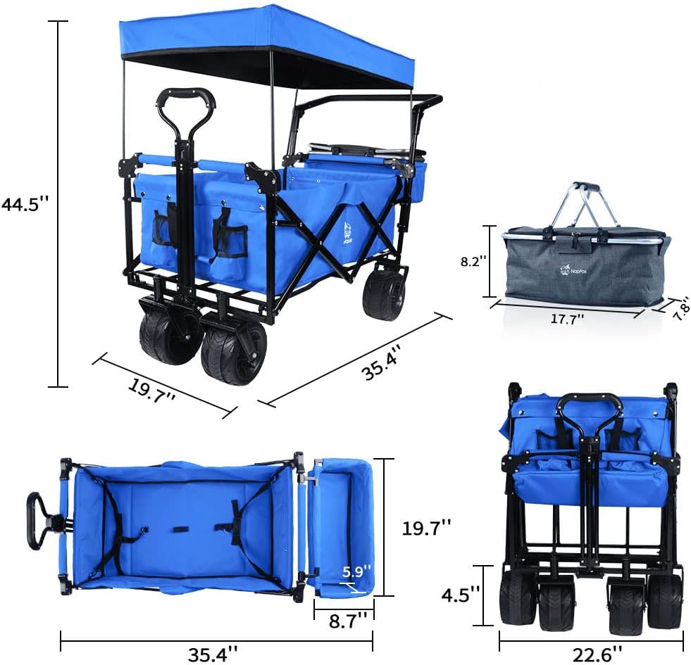 Bicicleta plegable resistente con parte superior extraíble, ruedas grandes de 4 pulgadas, frenos, mango ajustable, bolsa refrigeradora para jardín y playa al aire libre