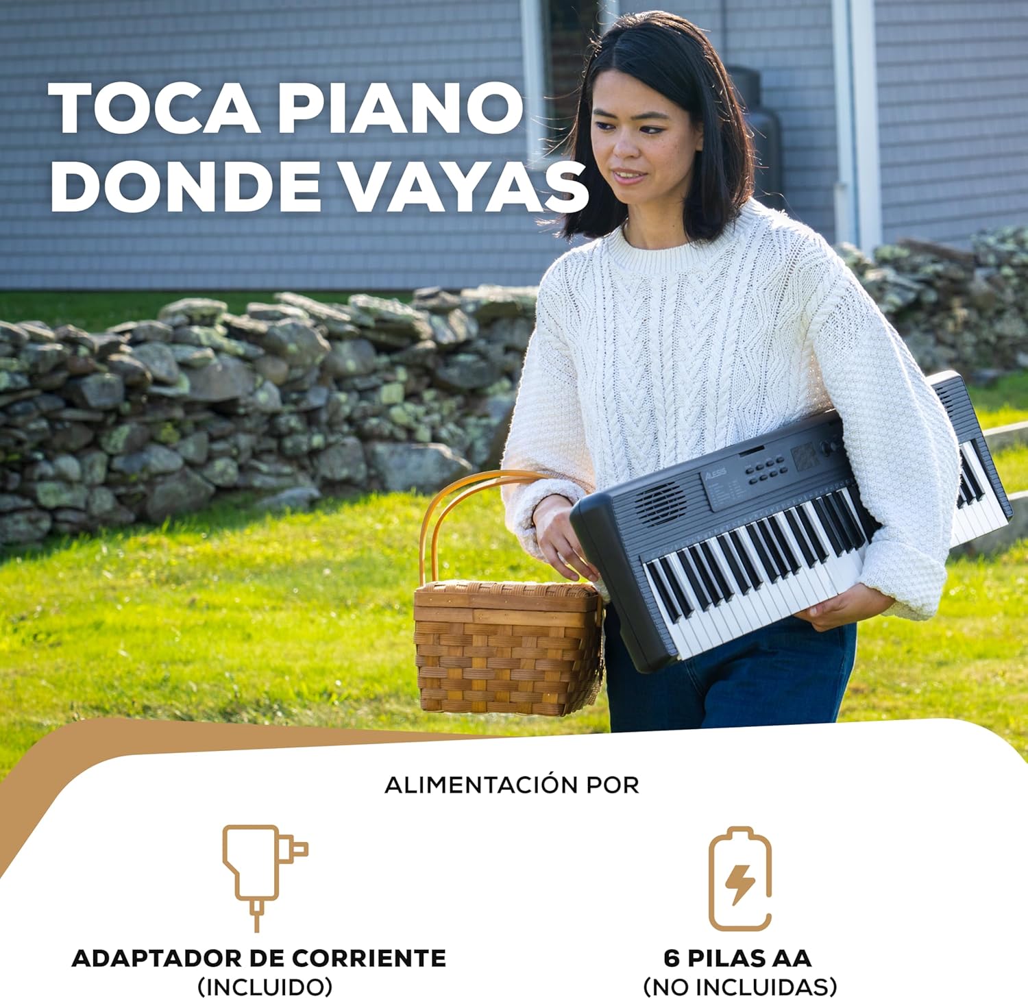 Alesis Melody 61 MK4 Teclado Piano Eléctrico para Principiantes con 61 Teclas, Altavoces, Soporte, Banqueta, Auriculares, 300 Sonidos y Lecciones de Música