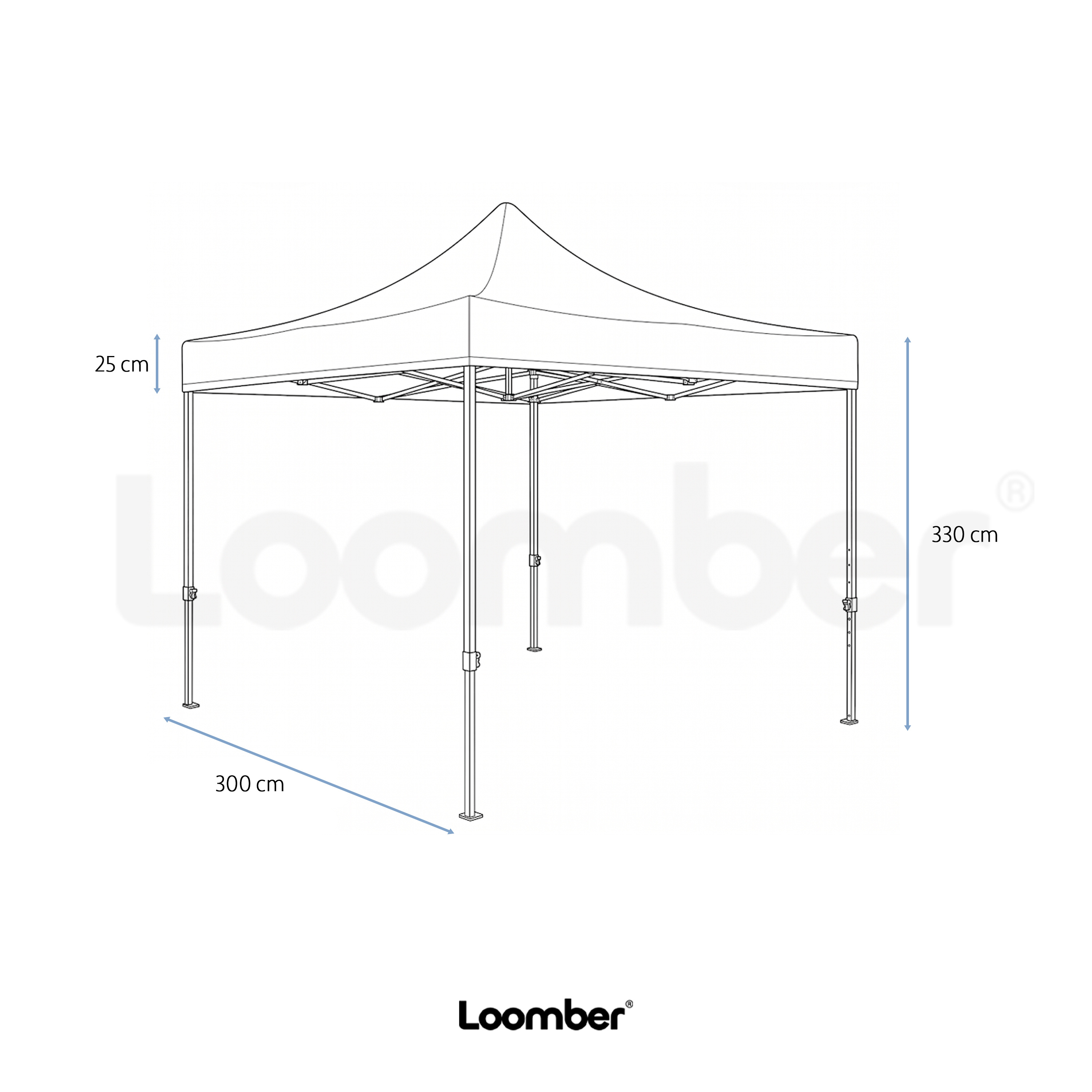 Combo Toldo Blanco 3x3 + 2 mesas plegables negras verona 1.80