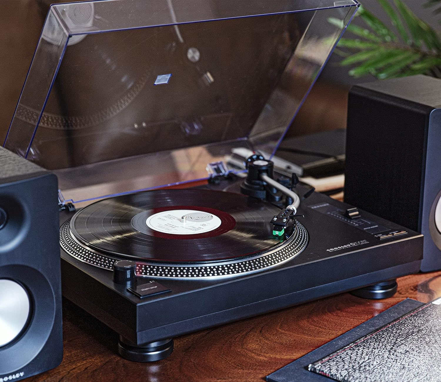 Crosley C100BT-BK Belt-Drive Bluetooth Turntable with S-Shaped Tone Arm with Adjustable Counterweight, Black