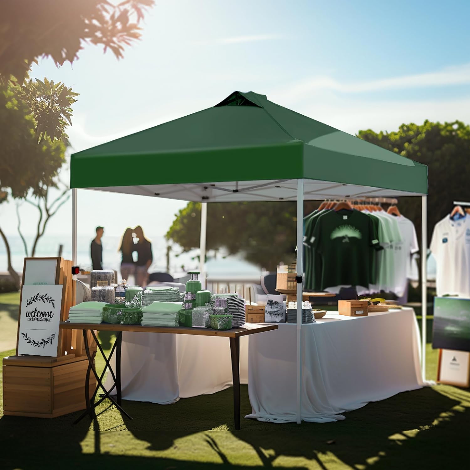 PHI VILLA - Toldo parasol con bloqueo UV de 4 x 4 m con kits de herramientas, pantalla de cenador para patio al aire libre, eventos de jardín-toallita mágica esponja