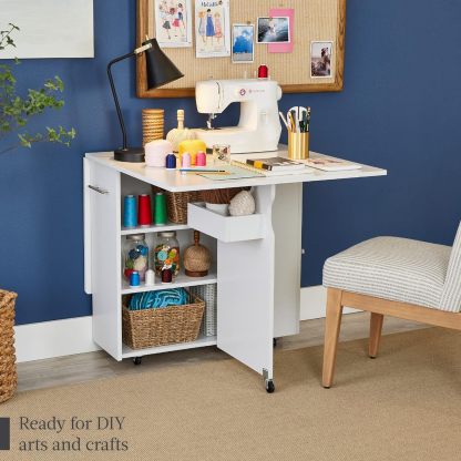 Best Choice Products - Mesa de comedor plegable, multiusos para ahorrar espacio, con ruedas, 3 estantes de almacenamiento, color café