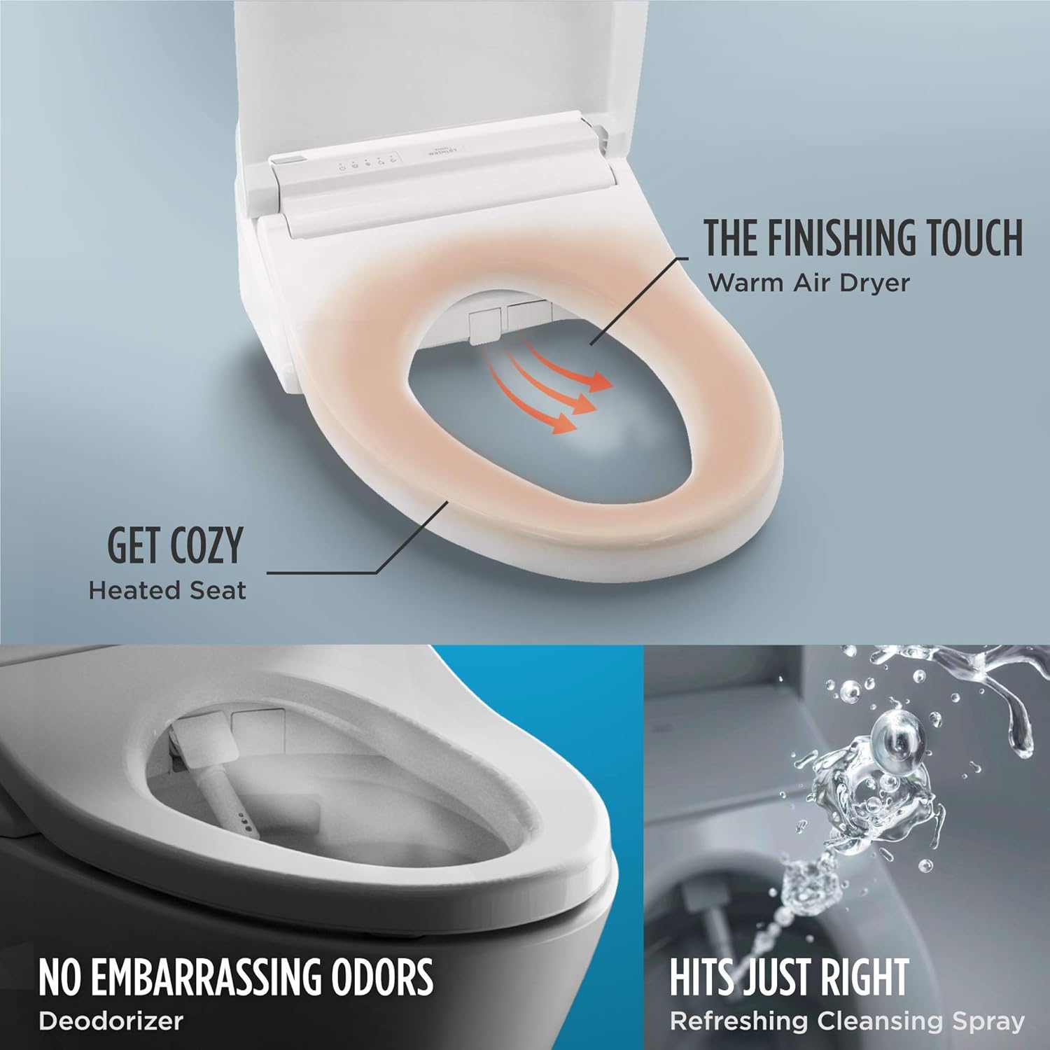TOTO WASHLET C5 - Asiento de inodoro electrónico para bidé con limpieza PREMIST y EWATER+, alargado, algodón blanco, SW3084#01
