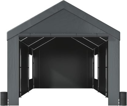 VEVOR Carport - Toldo de Acero Resistente de 10 x 20 pies, cochera portátil con 4 Bolsas de Arena, Ventanas ventiladas enrollables y Pared Lateral extraíble, Lona para Todas Las Estaciones para