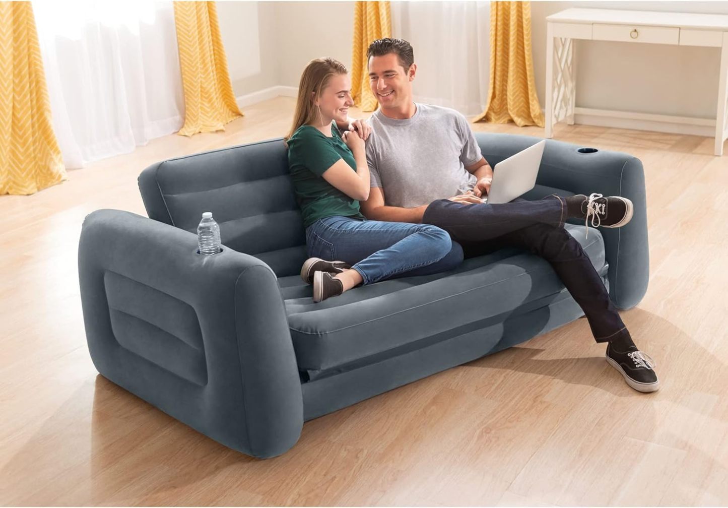 GMK Sofá Cama Inflable con Respaldo, 91 * 80 * 26'' Sofá Cama al Aire última Intervensión, Portátil Sofá Hinchable para Hogar,Viajes y Camping