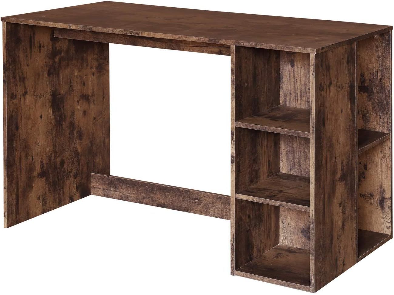 FurnitureR Escritorio para Computadora de Oficina con Almacenamiento Escritorio de Trabajo y Estudio con 5 Estantes Mesa Portátil para Estudiantes Escritorio de Escritura Moderno Haya y Blanco-Bolígrafo de carbono metálico, bolígrafo de firma negro.