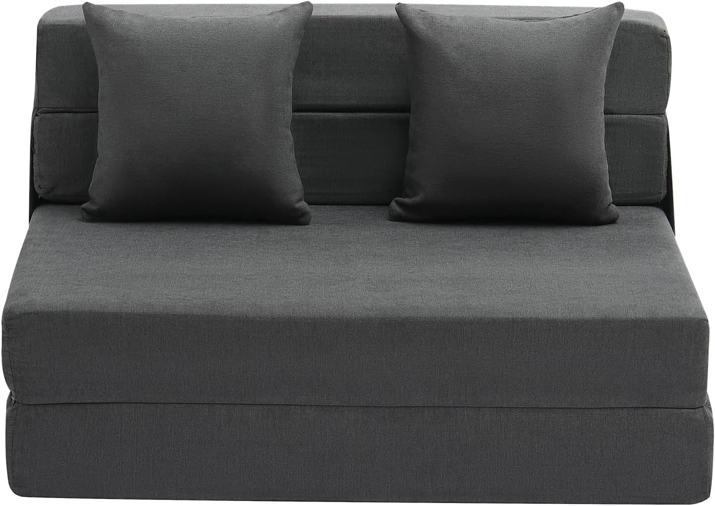 VEVOR - Sofá Cama Plegable 3 en 1 con 2 Almohadas y Funda Lavable, 25D de Espuma viscoelástica Convertible de Alta Densidad, sofá de futón para Sala de Estar, recámara, Gris Oscuro (Individual)