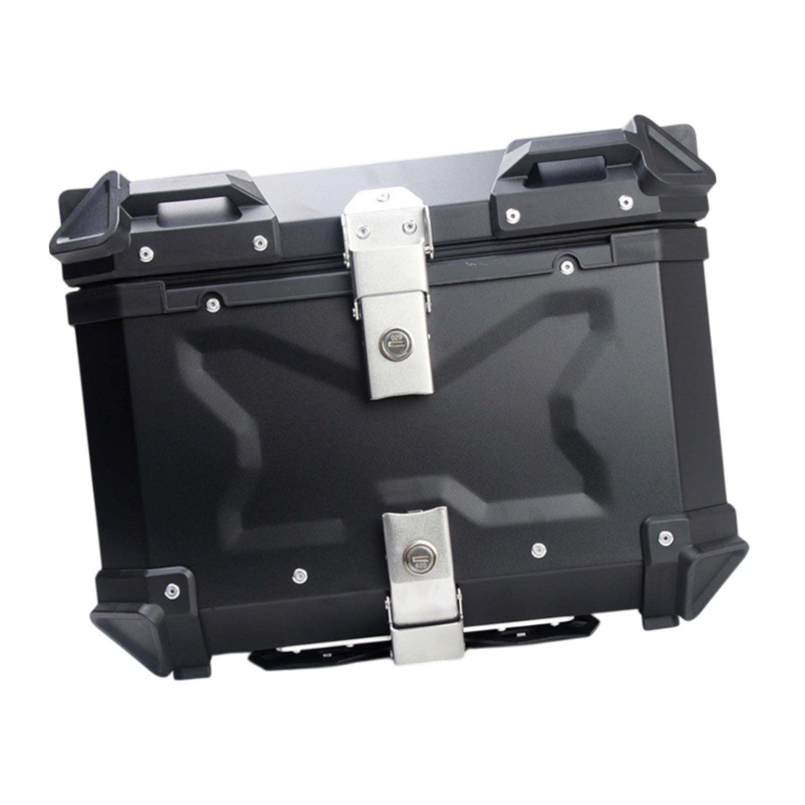 Baúl de motocicleta genérico, caja trasera, organizador de aluminio a prueba de golpes, caja para casco, baúl de almacenamiento de equipaje para 45L Plata