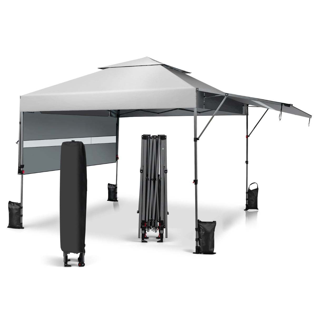 Costway 3x3m Pabellón Emergente Instantáneo Plegable para Exterior con Dos Mitades de Toldo Carpa Portátil Ajustable en Altura para Camping