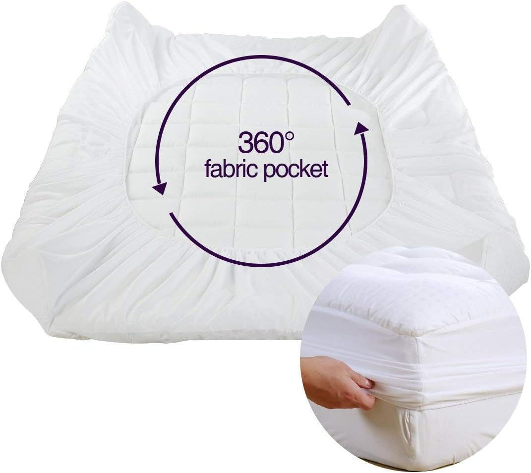 Easeland - Funda para colchón de algodón de 20.3 a 53.3 cm de profundidad, con bolsillo en la parte superior, Blanco, Queen