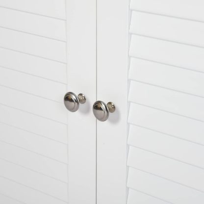 Gabinete de Almacenamiento para Piso de Baño con Puerta Doble, Estante Ajustable, para Baño, Sala de Estar, Cocina, Estilo Nórdico Escandinavo, Fácil Montaje