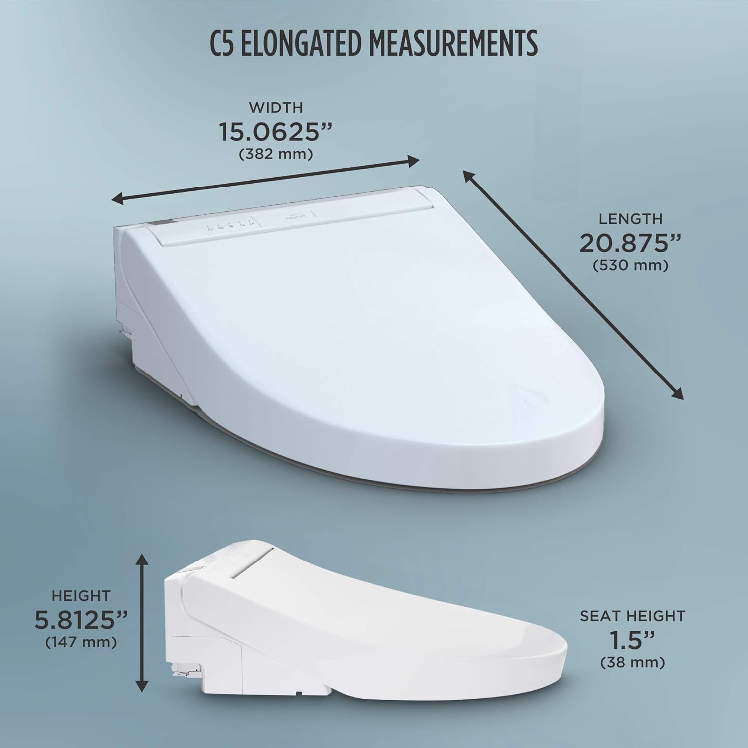 TOTO WASHLET C5 - Asiento de inodoro electrónico para bidé con limpieza PREMIST y EWATER+, alargado, algodón blanco, SW3084#01