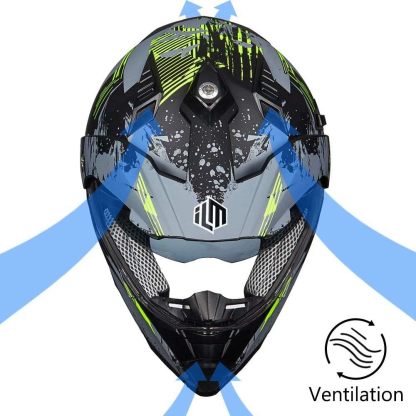ILM - Casco deportivo doble para motocicleta, visor para el sol, casco para todoterreno, motocross, certificado por el DOT.