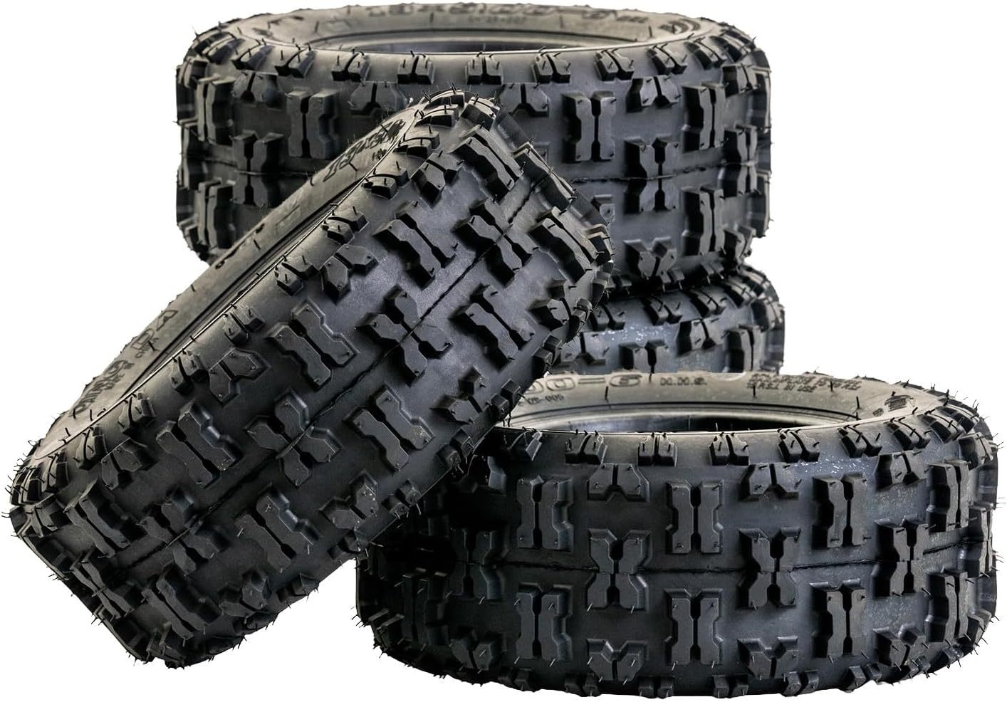 AlveyTech - Neumático de 13 x 5.00-6 con banda de rodadura Knobby Q129 para ATV, Go-Kart y Dune Buggy (juego de 4) - Neumáticos sin cámara de repuesto para quad, 4 ruedas y mini bicicletas como