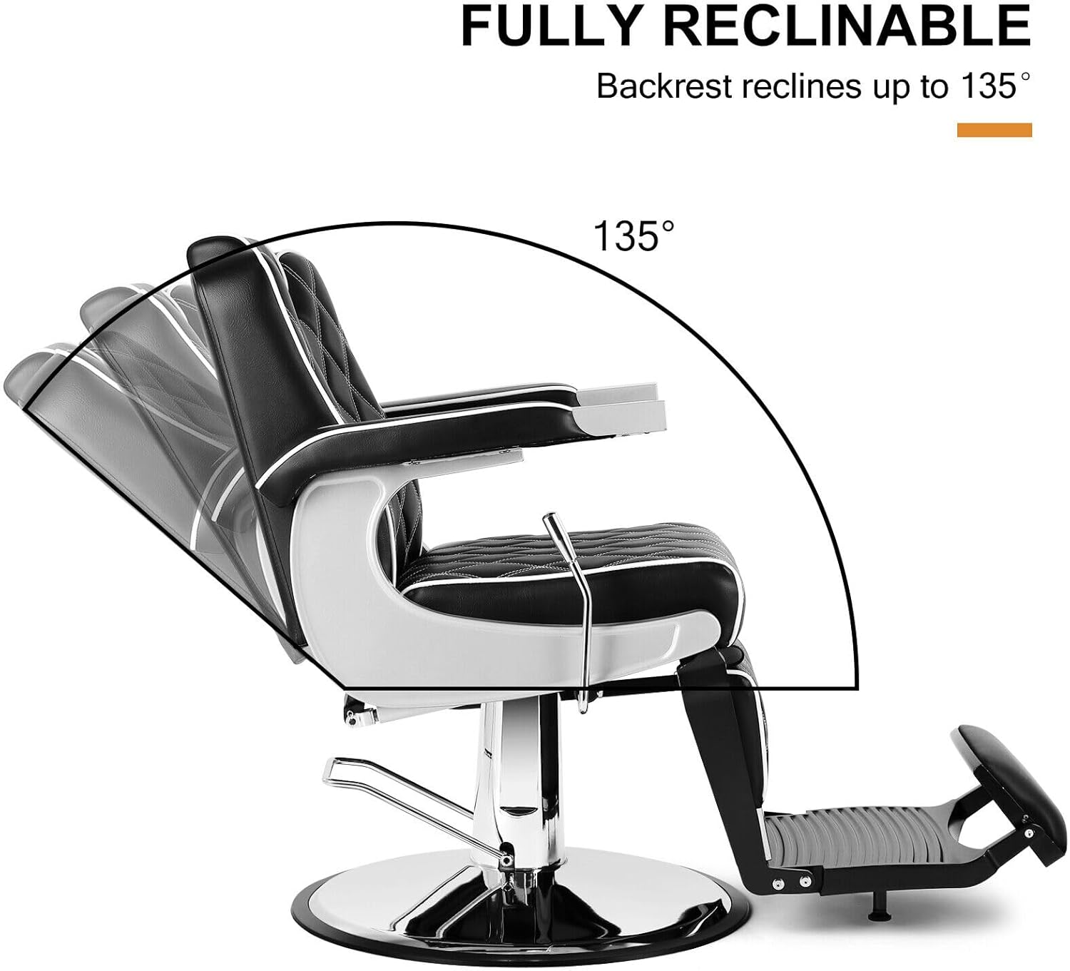 Silla de peluquería multiusos con respaldo ancho, silla reclinable para peluquero, silla de tatuaje, silla de maquillaje para equipo de salón (negro)