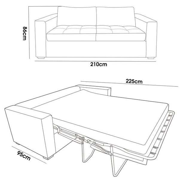 Sofá Cama Anffer Gisse Gris Oxford