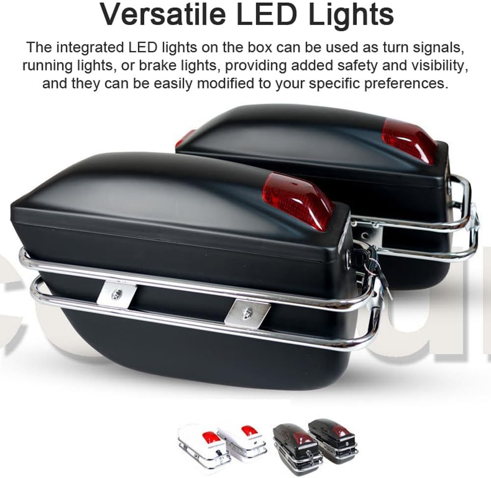 zolyet Alforjas rígidas para Motocicleta, Caja de Almacenamiento Lateral Universal, baúl Trasero con luz y Cerradura, 1 par Negro