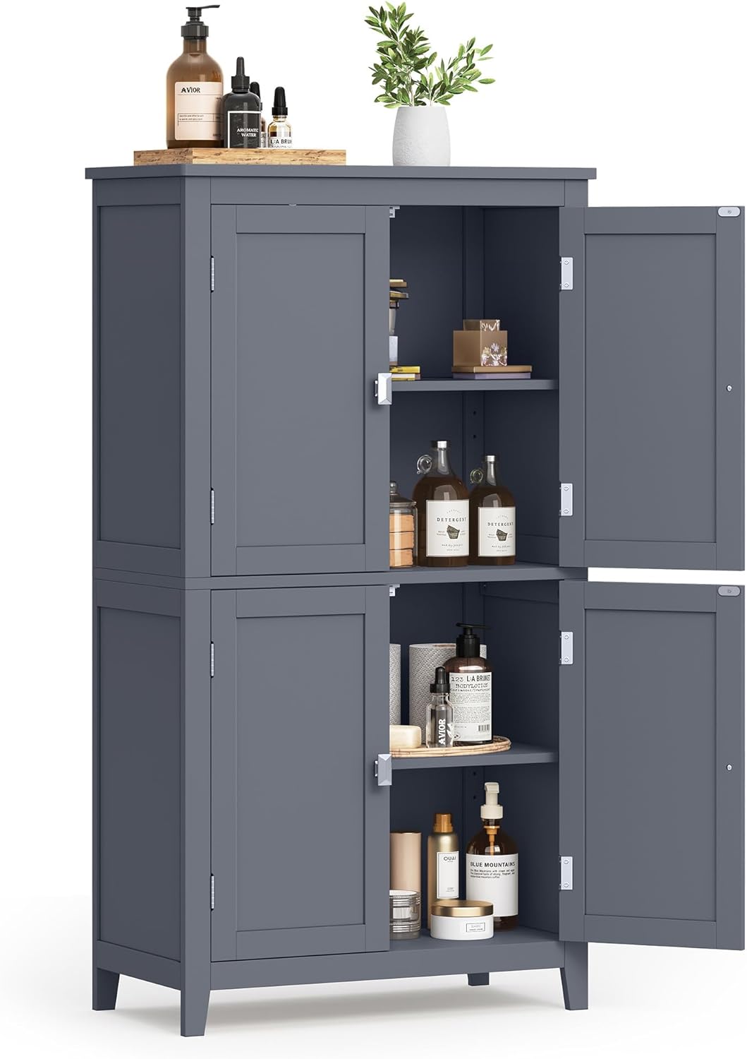 VASAGLE - Clóset de almacenamiento para piso de baño, mueble no empotrado, estantes ajustables con 2 cajones y dos puertas, 30 x 60 x 110 cm, blanco, UBBC551P31
