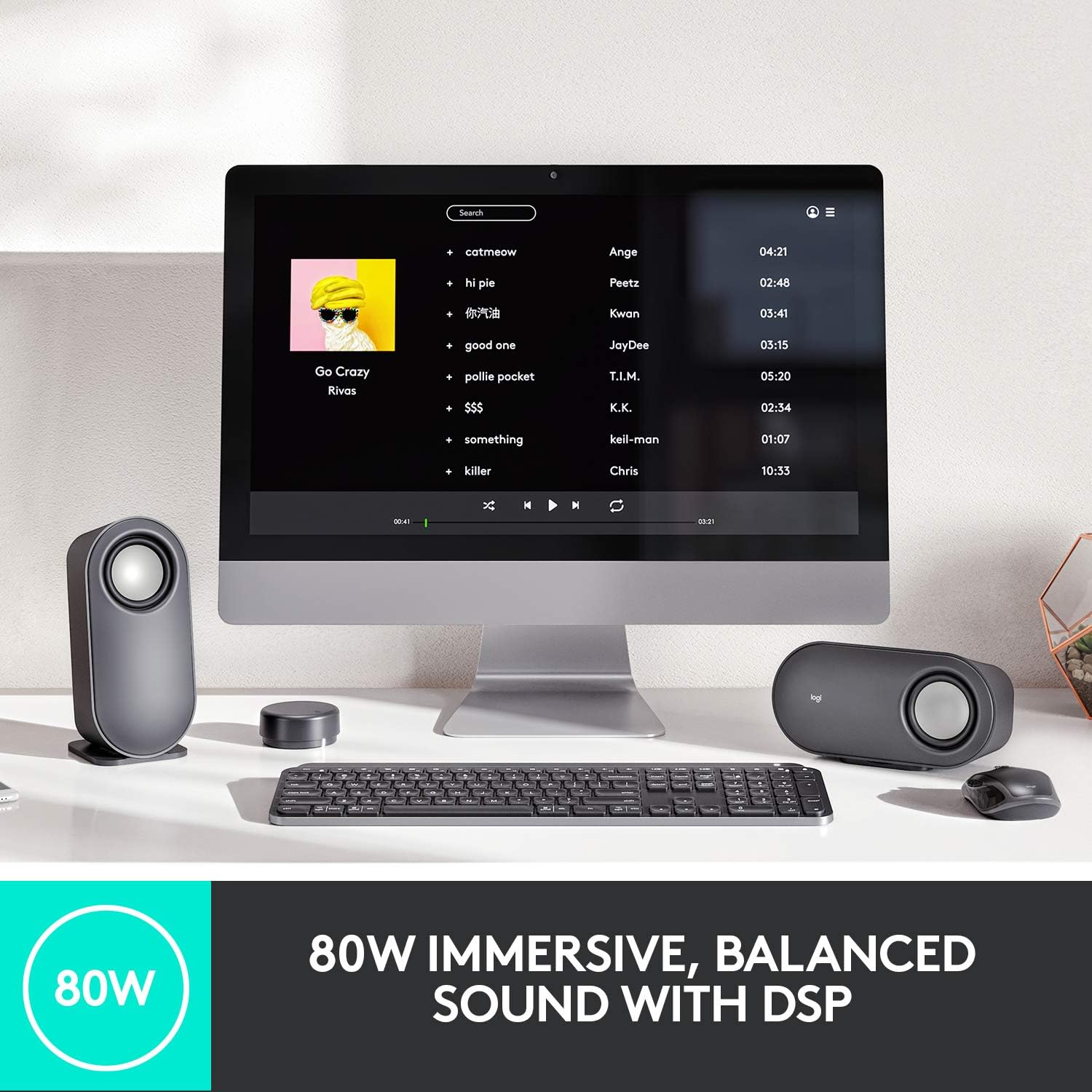 Logitech Z407 Bocinas Bluetooth para Ordenador con Subwoofer y Control inalámbrico, Sonido inmersivo, Audio Premium con Varias entradas, Altavoces USB - Negro