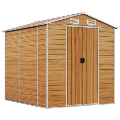 Cobertizo de jardín acero galvanizado marrón claro 191x215x198 cm