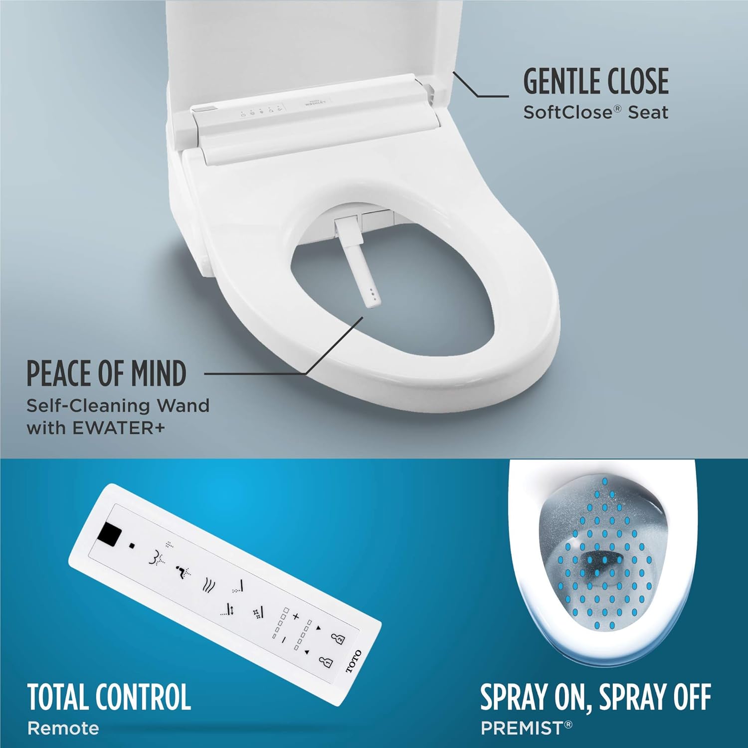 TOTO WASHLET C5 - Asiento de inodoro electrónico para bidé con limpieza PREMIST y EWATER+, alargado, algodón blanco, SW3084#01