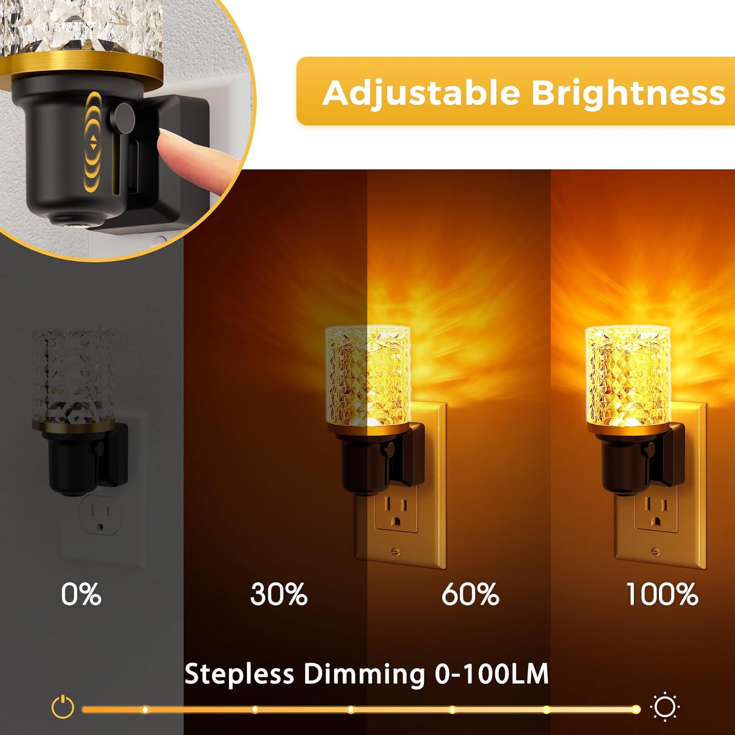 LED Night Light, 2 Pack Dimmable Night Lights Plug into Wall
