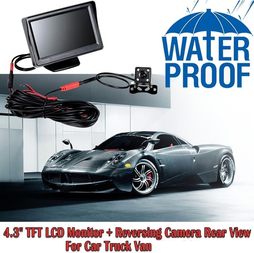 4.3 Inch TFT LCD Car Monitor Vehicle Rear View Reverse Backup Car LED Camera Video Parking System for Cars,Trucks,Pickups,Suvs, Easy Install