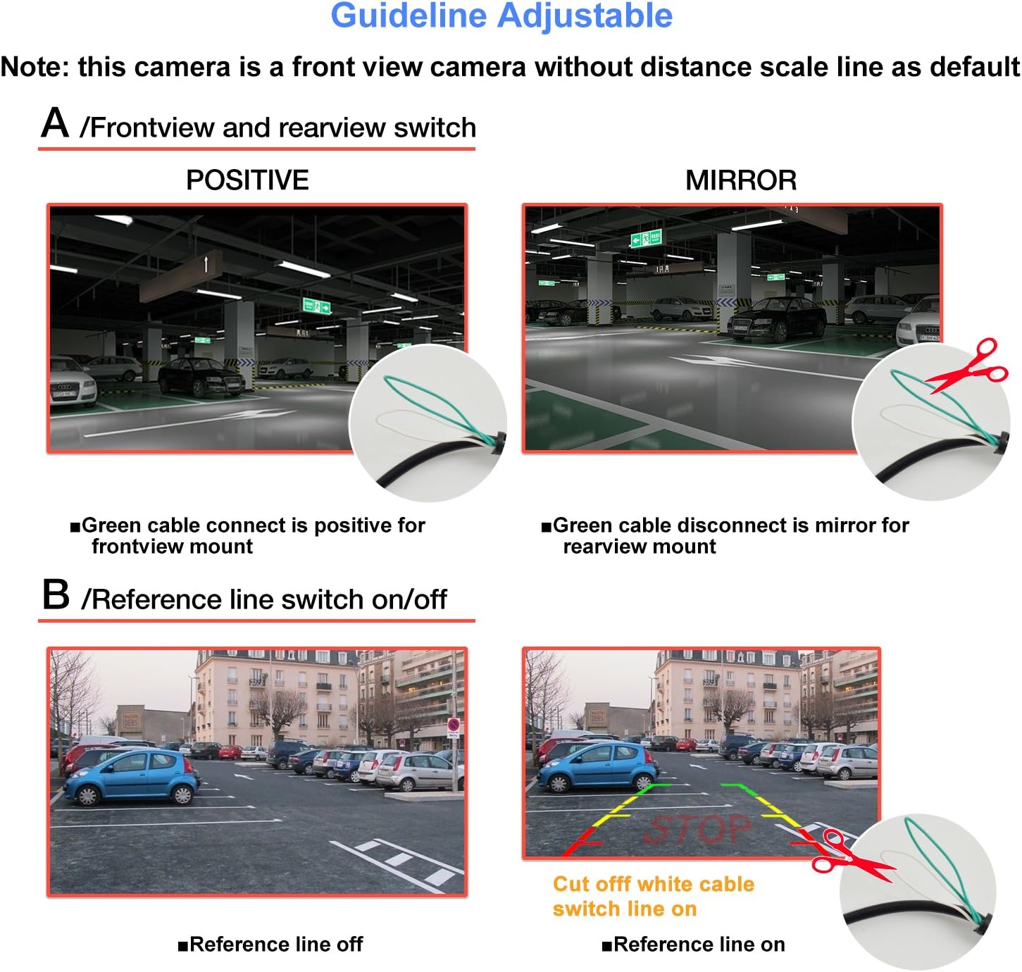Waterproof IP68 Night Vision Car Rear View Reverse Backup Camera 170 Degree Universal Color CMOS Imaging Chip Reversing Camera Parking HD Front View Camera