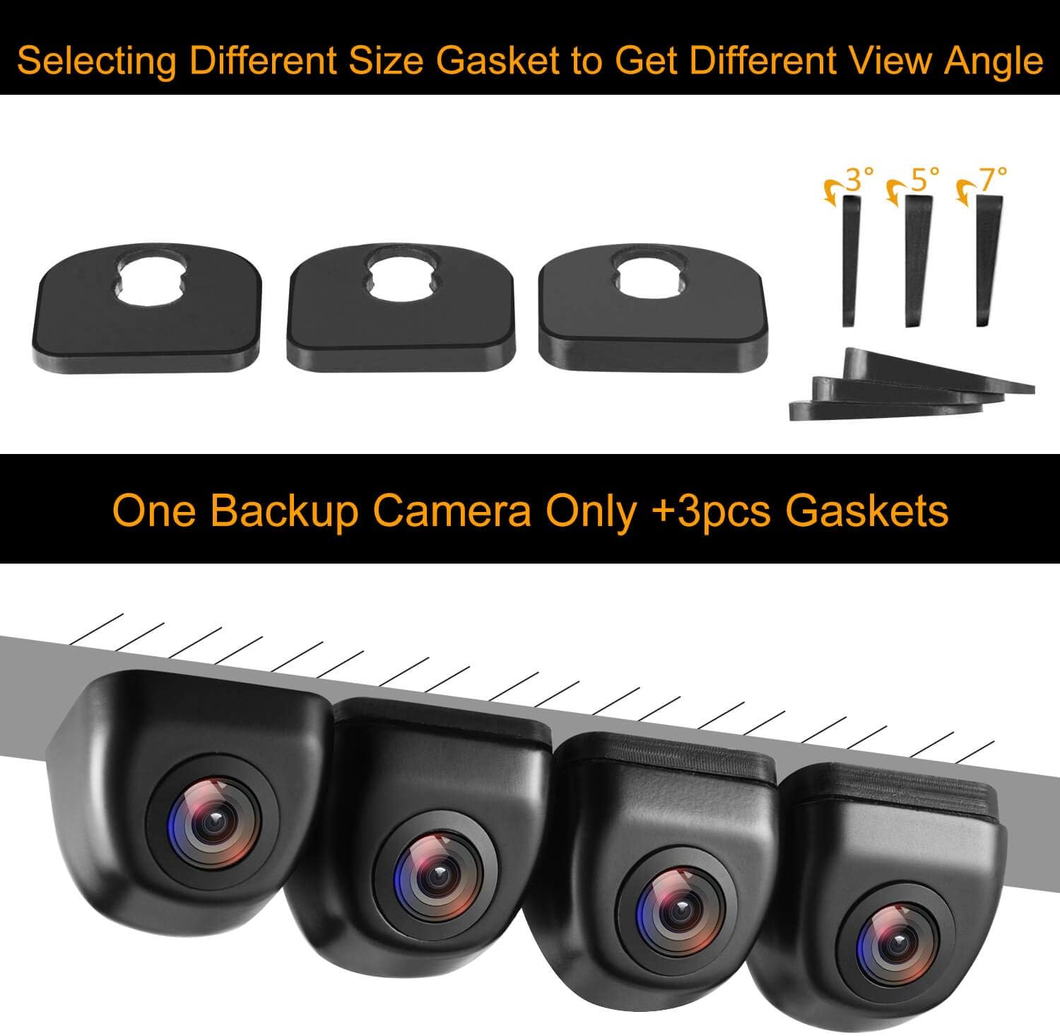 Backup/Front View Camera,IP69K Waterproof Great Night Vision HD and Super Wide Angle Metal OEM Style Reverse Rear View Backup Camera for Cars Pickup Trucks SUVs RVs Vans (Black)