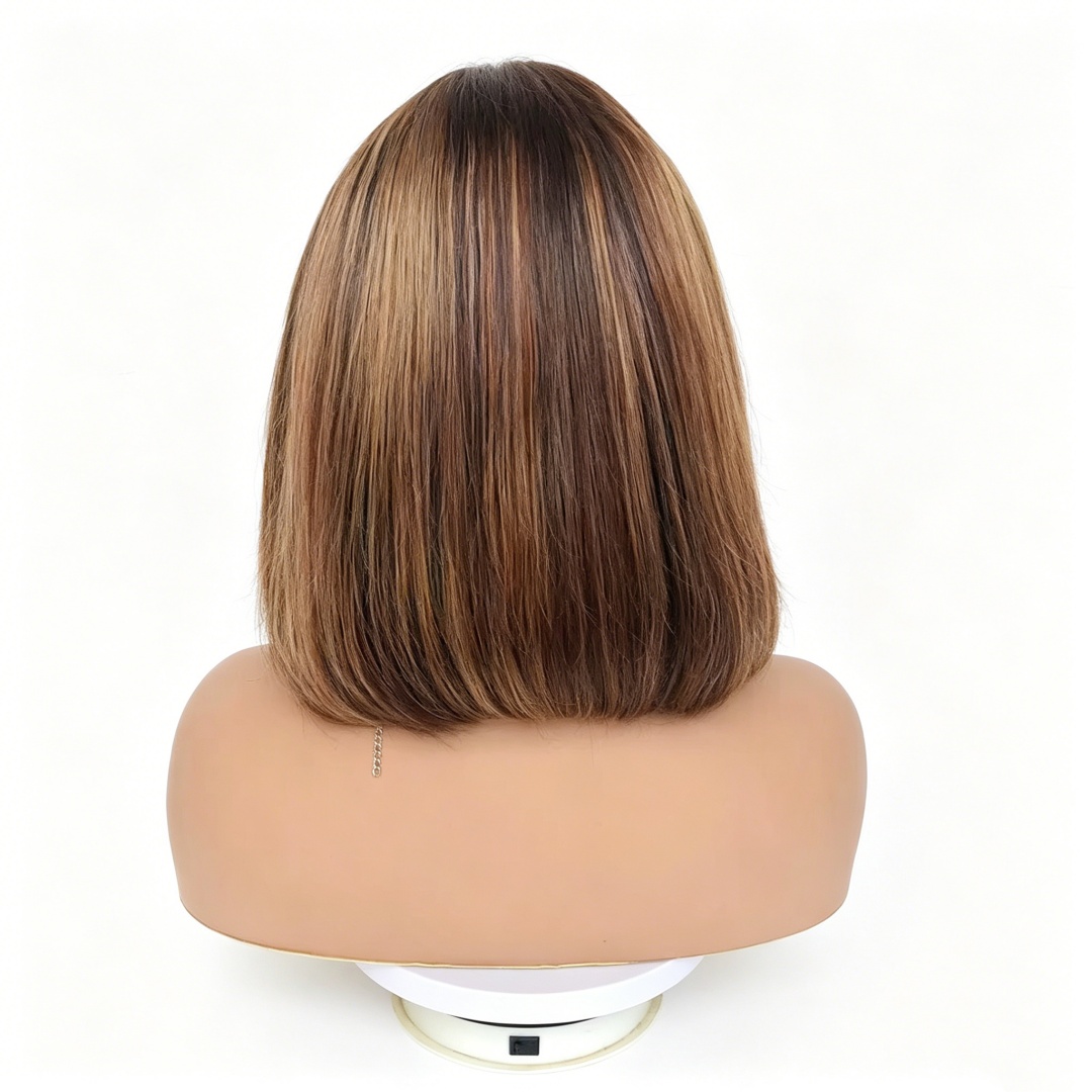 12A Remy Human Hair 13x4 Lace Front Short Straight Bob Wig for Women P427 Highlight WIGLTD LG