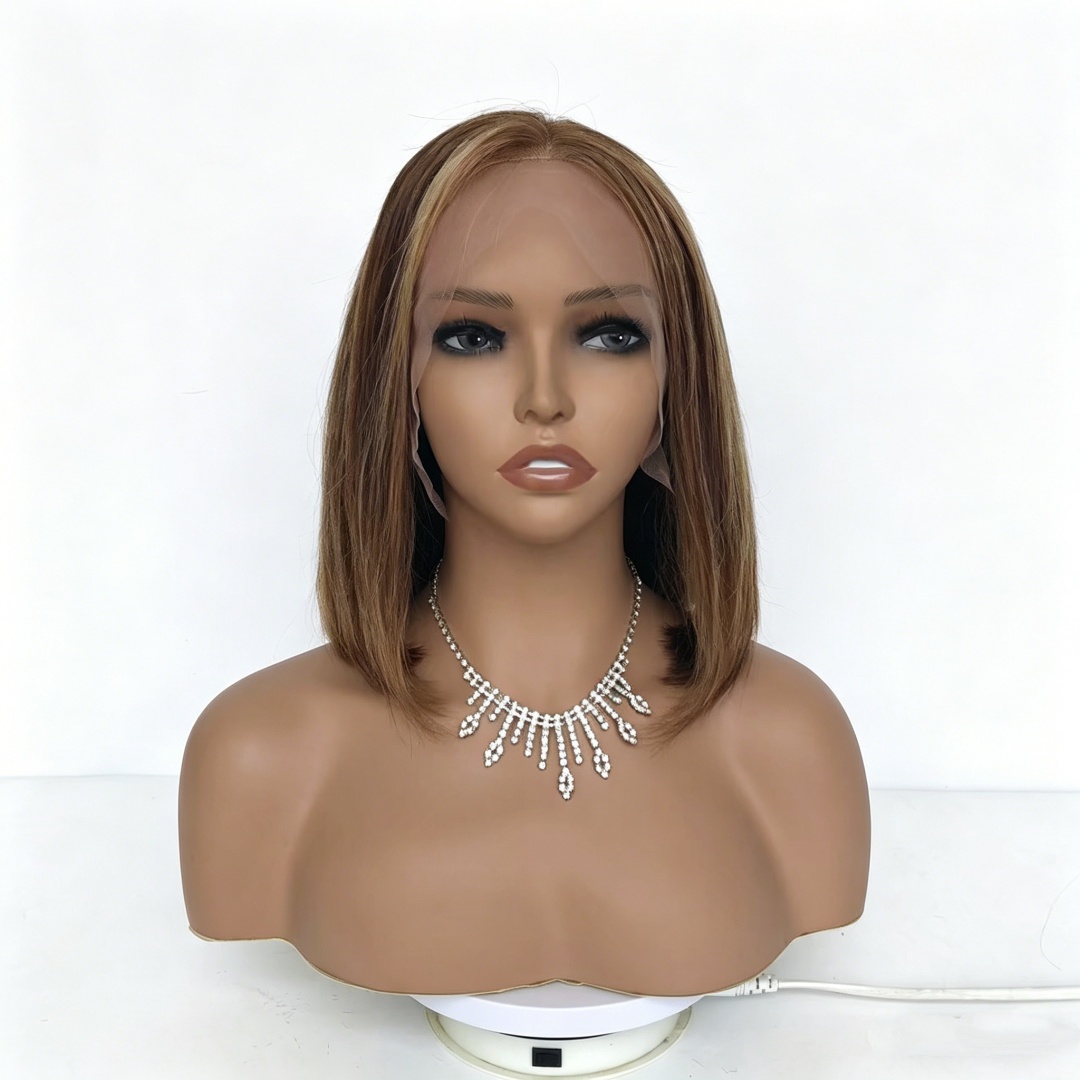 12A Remy Human Hair 13x4 Lace Front Short Straight Bob Wig for Women P427 Highlight WIGLTD LG