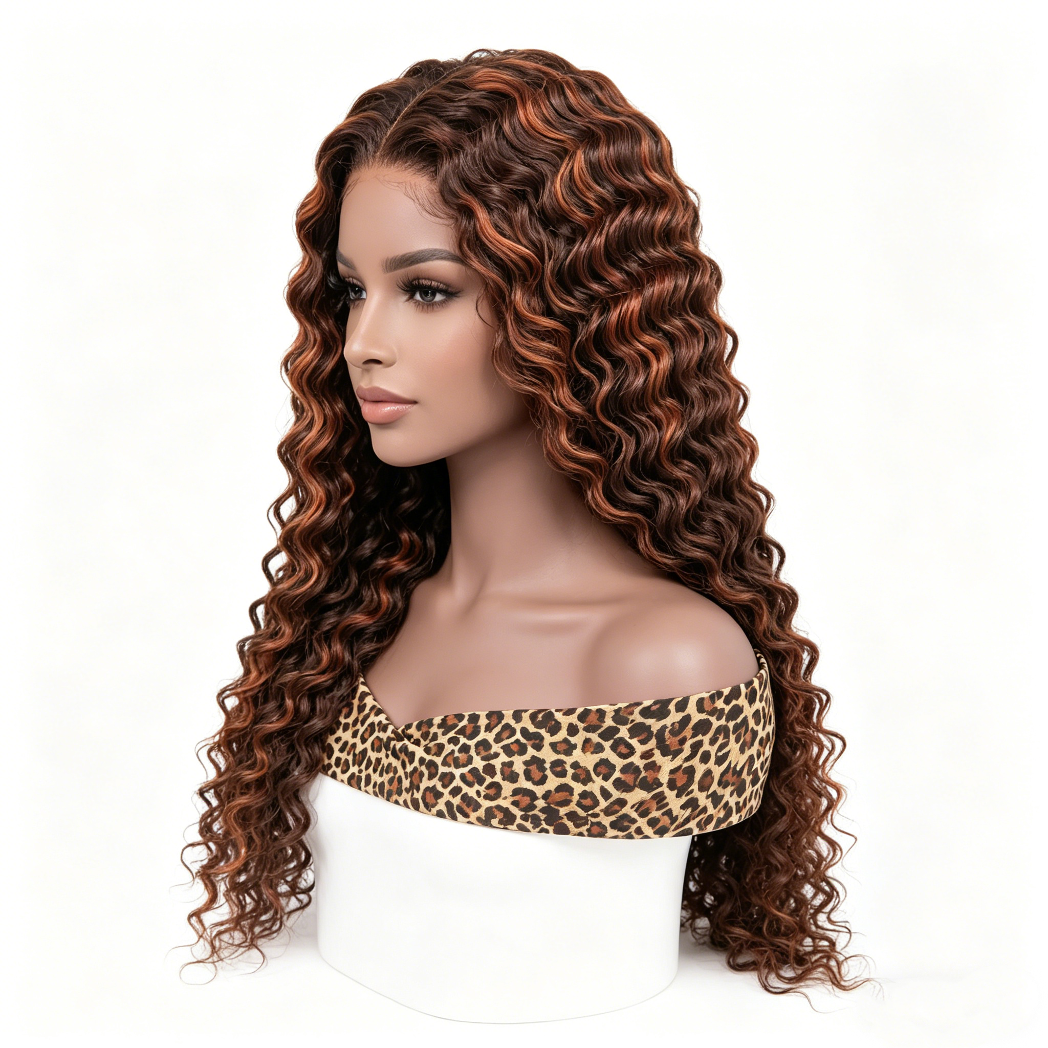15A 180% Density Remy Human Hair Real 13x4 Lace Front Wig for Women Highlight Deep Wave WIGLTD