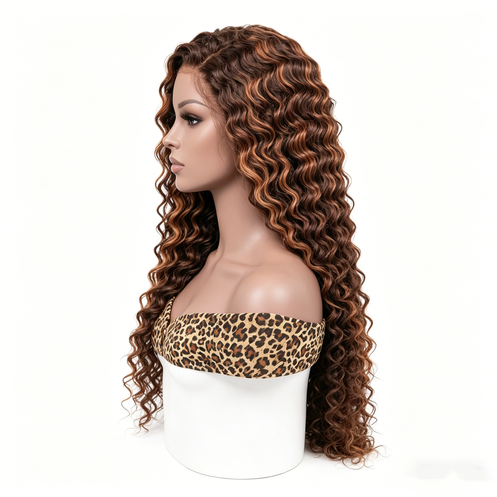 15A 180% Density Remy Human Hair Real 13x4 Lace Front Wig for Women Highlight Deep Wave WIGLTD