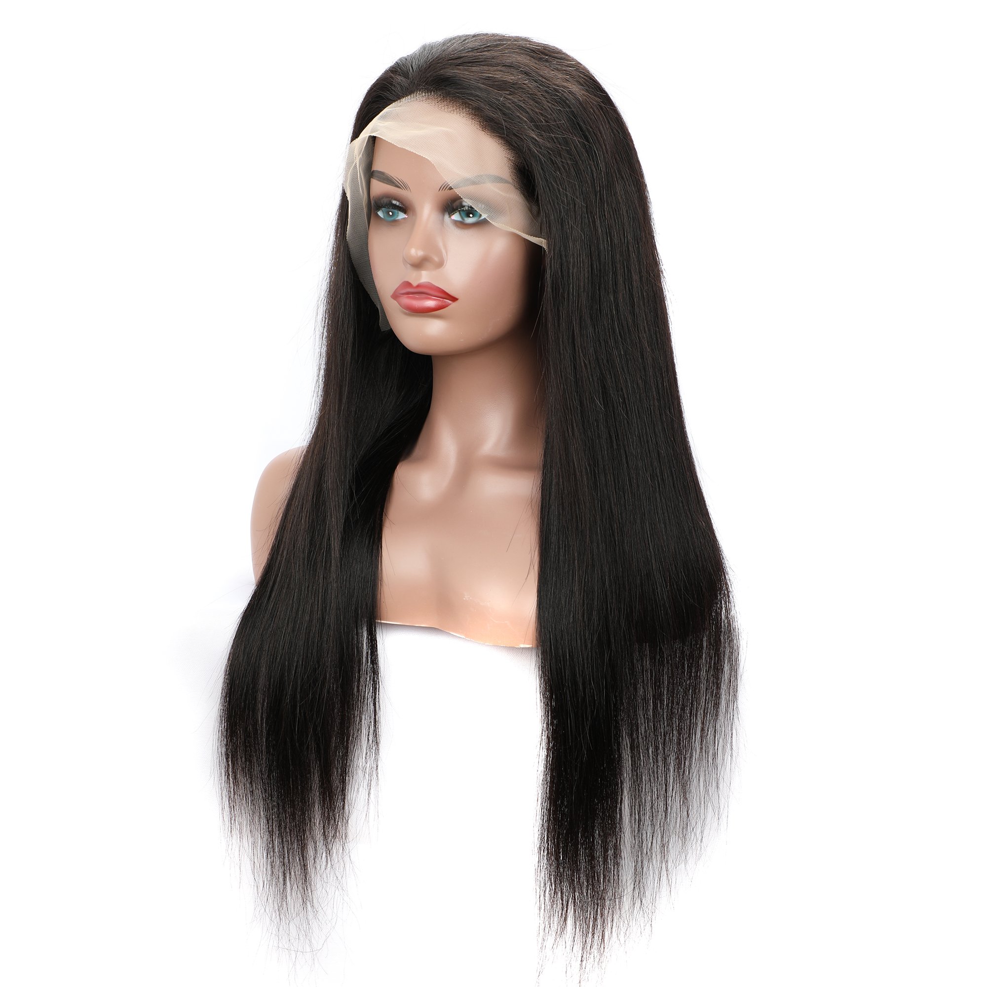 15A 180% Density Remy Human Hair Transparent Real 13x4 Lace Front Wig for Women Natural Black Straight WIGLTD