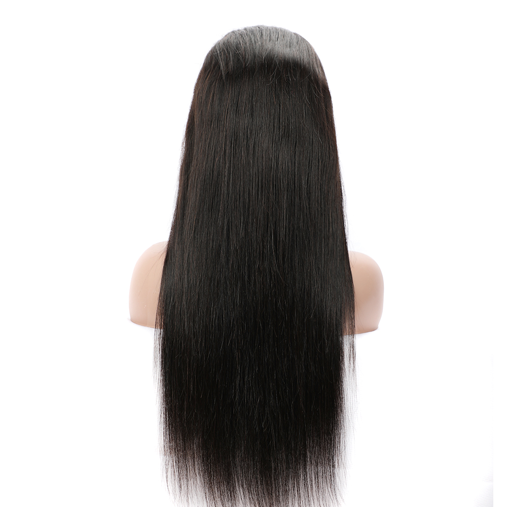 15A 180% Density Remy Human Hair Transparent Real 13x4 Lace Front Wig for Women Natural Black Straight WIGLTD