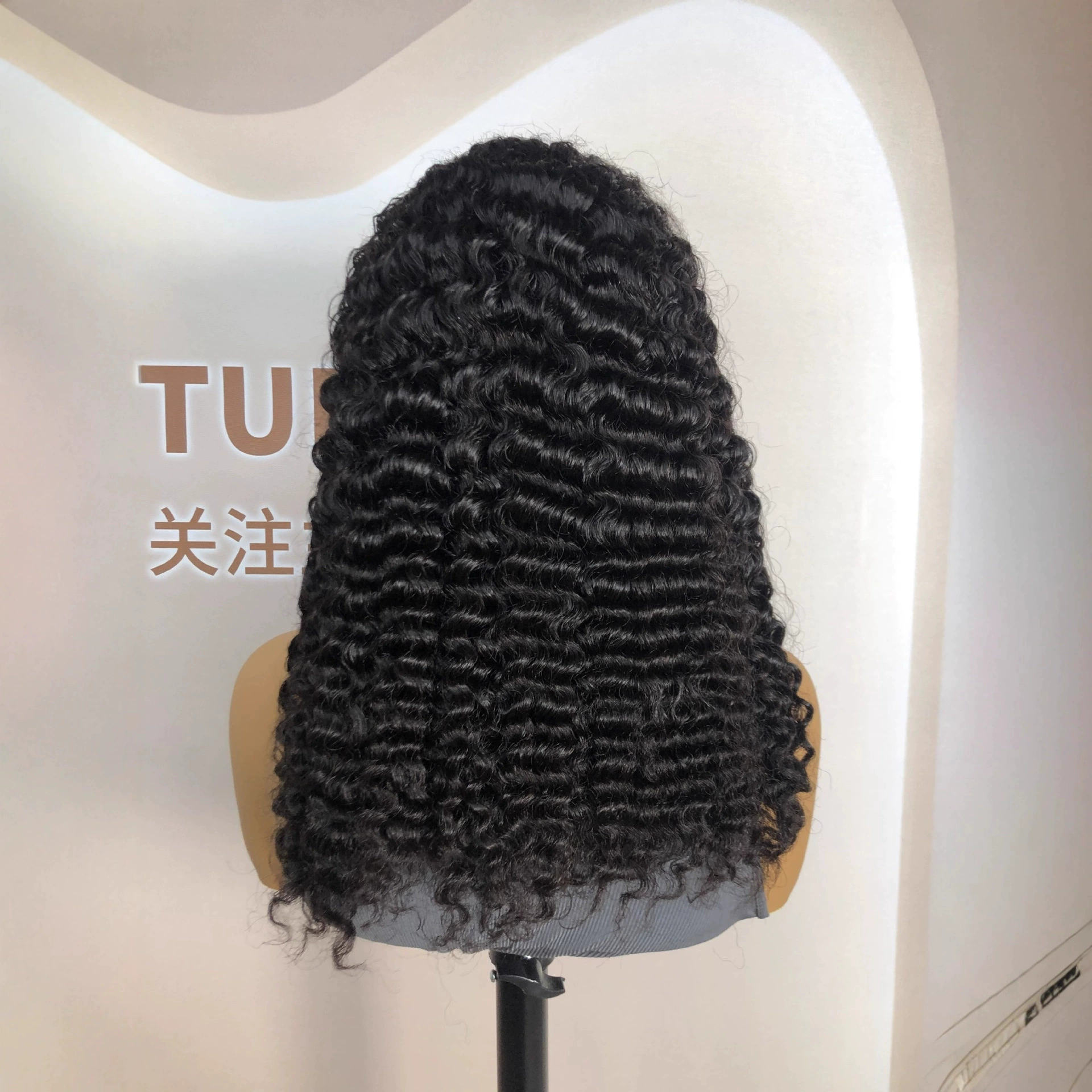 10A 13x4 200% Density Burmese Curly Remy Human Hair Lace Front Wig Natural Black Color WIGLTD