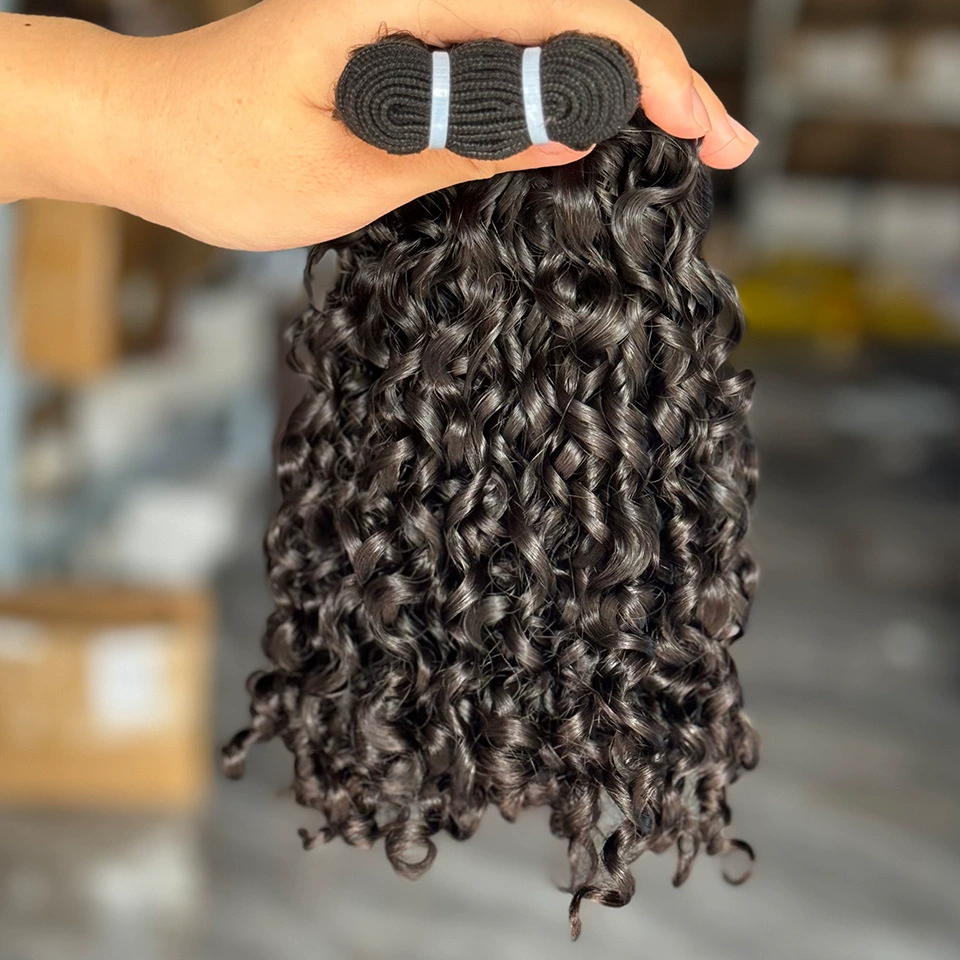 15A Double Drawn Remy Human Weaving Hair Bundle Natural Black PIXIE CURL CURLY WIG.LTD