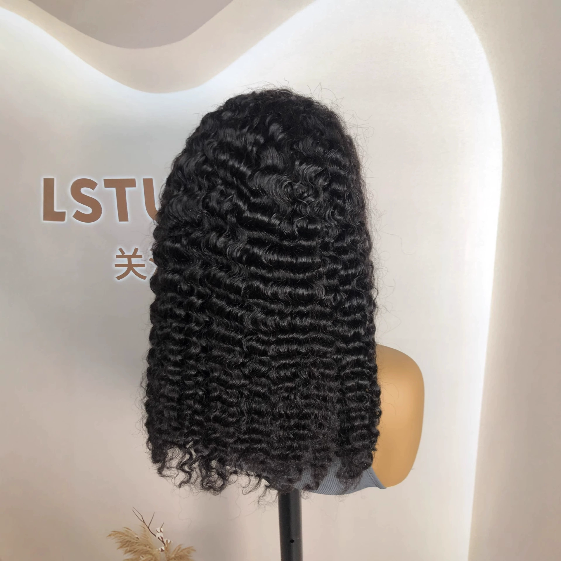 10A 13x4 200% Density Burmese Curly Remy Human Hair Lace Front Wig Natural Black Color WIGLTD