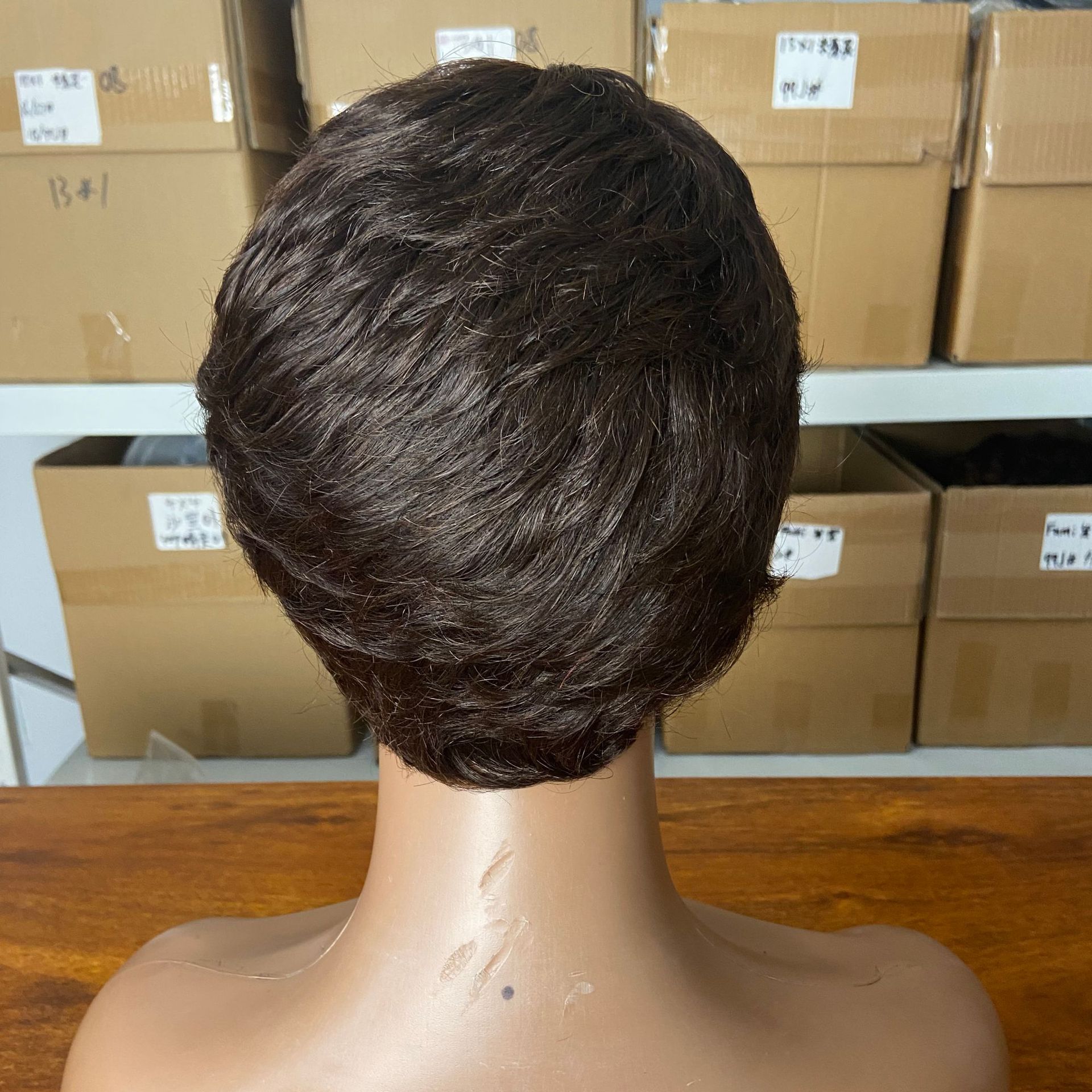 Remy Human Hair Short PIXIE Wig Full Machine Made Natural Black 99J Burgundy Orange Brown Chocolate WIGLTD