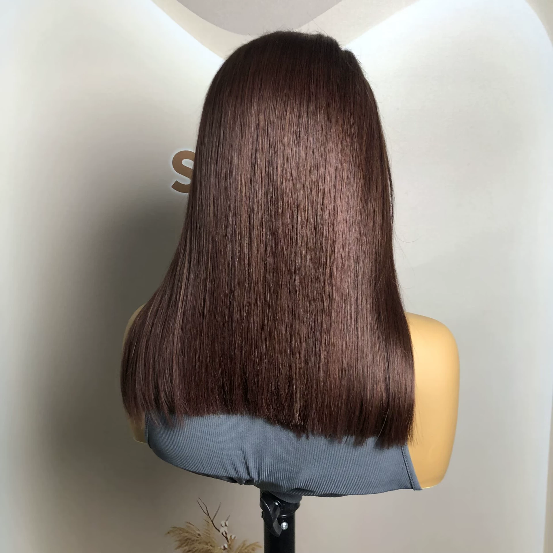 5x5 13x4 15A 180% DD Straight 10-16" Remy Human Hair Short Bob Wig Lace Closure Front Color Chocolate WIGLTD